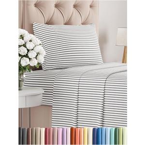 Twin Size 3 Piece Sheet Set - Comfy Breathable & Cooling Bed Sheets Set - Hotel Luxury Bedding for Women, Men, Kids, Teens, Boys & Girls - Deep Pockets, Soft, Wrinkle Free - Oeko-Tex - Grey Stripes 2