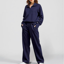 Track Suits for Women Set 2 Piece Lounge Set Lapel Half Zip Sweatshirt Wide Leg Pants Tracksuit Fall Travel Outfits. Size S