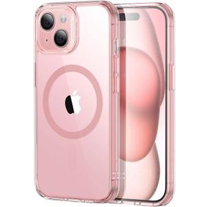 2 x ESR for iPhone 15 Case, Translucent Matte Case, Compatible with MagSafe, Military-Grade Protection, Classic Series, Clear Pink (Frosted Pink Set)