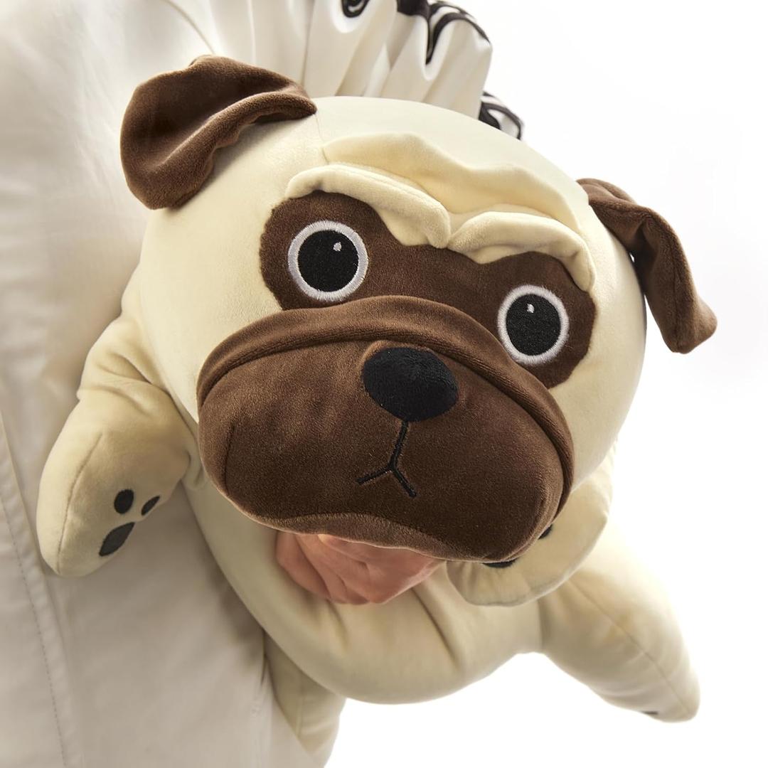 MaoGoLan 21 inch Pug Stuffed Animal Dog Plush Body Pillow for Girls, Beige French Bulldog Stuffy for Kids Christmas Valentine's Day Gift