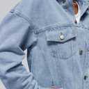 AUTOMET Women's Oversized Jeans Jacket, Classic Button Down Denim Jacket with Chest Pockets, Loose Fit Boyfriend Style Coat (Blue, S)