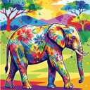 Paint by Numbers for Adults - Vibrant Pop Art Animals - Colorful DIY Acrylic Painting Kits - Psychedelic Lion, Hipster Cat, Boho Elephant & Sea Turtle - Modern Abstract Wall Decor - 16"x20" (Elephant)