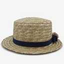 Boater Hats for Men Women Straw Skimmer Hat Wide Brim Halloween Christmas Costume (Blue Band)