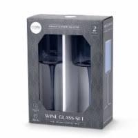 Kitchen Set of 3 (Core Home Wine Glass - Blue, 1 Pack/14 oz; Core Home Straw Blue 2pcs; SodaStream Slim Carbonating Bottle Black)
