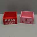 2-Pack Wooden Heart Candy Dish, Hugs and Kisses Red & Pink Wood Snack Bowl Serving Tray, Mini Sweetheart Treat Holder for Mother's Day, Wedding Candy Buffet, Bridal Shower, Tiered Tray