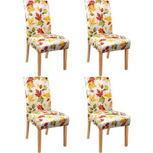 Fall Chair Covers for Dining Room Set of 4 Autumn Maple Leaf Dining Chair Protectors 4 Pcs Stretch Removable Washable Chair Slipcovers 4 Pack for Thanksgiving Home and Party Decor