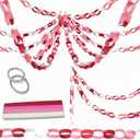 Lincia 600 Sheet Paper Chain Garland Strips 1x8 Inch with Double Sided Tape, DIY Construction Paper Chains for St. Patrick's Day, Easter, Spring Party Decorations, Crafts Supplies (Pink Gradient)
