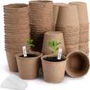Cedilis 100 Pack 4 inch Peat Pots, Biodegradable Plant Starter Pots with Plant Labels, Germination Station Starter Cups, Disposable Plant Pots for Seedlings, Flowers, Vegetables Seeds