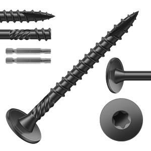 #14 x 2 Inch Outdoor Structural Wood Deck Screws (94Pcs/2lb), Carbon Steel, Black, Flat Head, Rust Resistant Epoxy Coated, T30 Star Bit