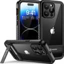 Lanhiem for iPhone 14 Pro Case with Kickstand, IP68 Waterproof Dustproof Case Built-in Screen Protector, Full Body Heavy Duty Shockproof Phone Cover for iPhone 14 Pro, 6.1 Inch (Black)