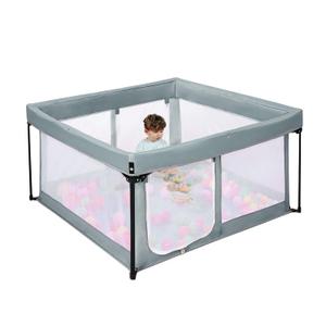 Portable Baby Playpen with Padded Floor, Foldable Play Yard for Babies and Toddlers, Indoor & Outdoor Kids Fence (Grey, 50" x 50")