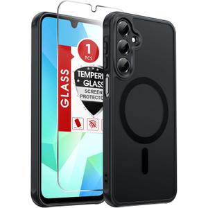 LeYi for Samsung Galaxy A16-5G Phone Case: Samsung A16 5G Case [Magnet Fit] [Full Camera Protection] with Screen Protector, Slim Matte Translucent, Military-Grade Protection Funda para A 16, Black