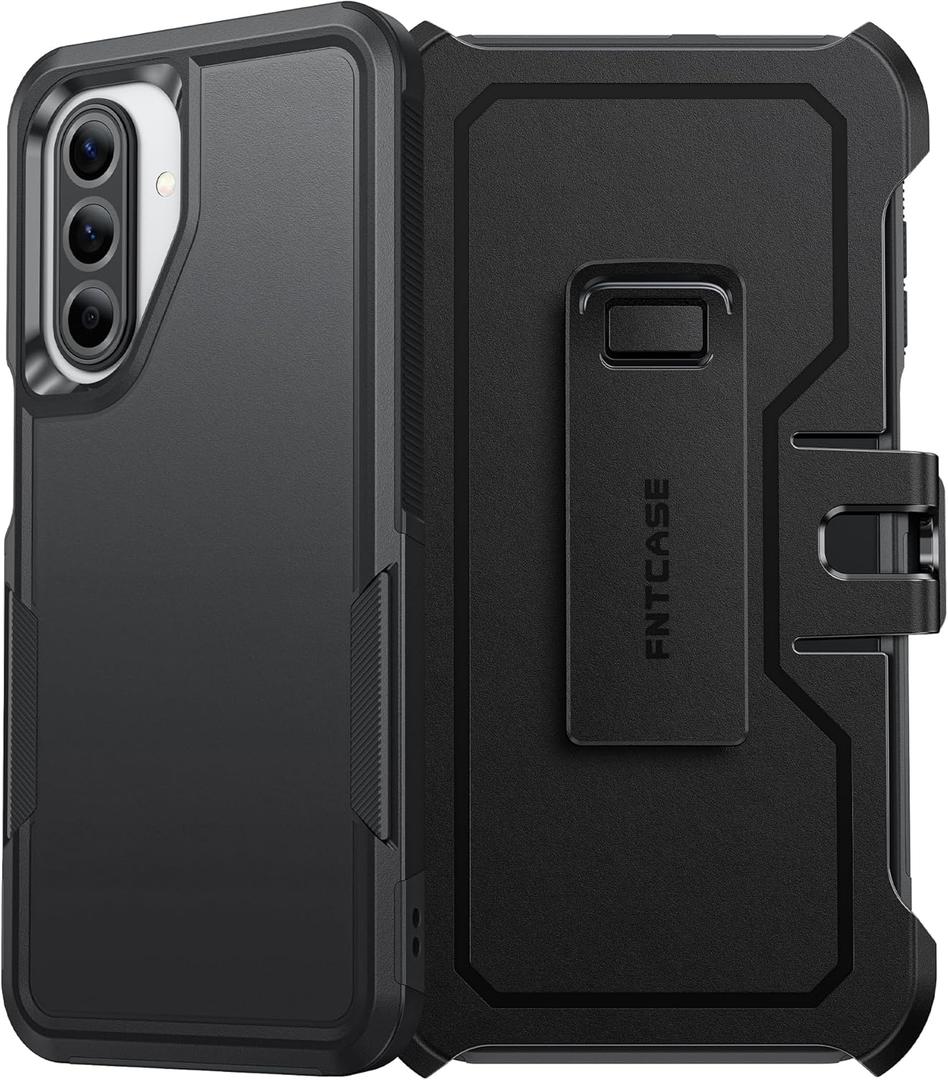 FNTCASE for Samsung Galaxy A17-5G Case: Dual Layer with Belt-Clip Holster Drop Protection Phone Case - Military Grade Shockproof Rugged Heavy Duty Protective Bumper Cell Cover (6.7 Inch/Black)