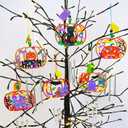 Winlyn 24 Sets Halloween Crafts Fall Pumpkin Crafts DIY Unfinished Paintable Wooden Pumpkin Wind Chimes Ornaments Craft Kits for Kids Classroom Activities Art Project Halloween Decoration Party Favors