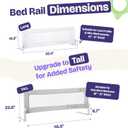 ComfyBumpy 1-Pack Bed Rail for Toddlers 55.5" L x 19.5" H | Toddler Bed Rails for Twin, Full, Queen & King Mattress Size | Swing Down Rail Guard | Mattress Side Rail for Kids | White