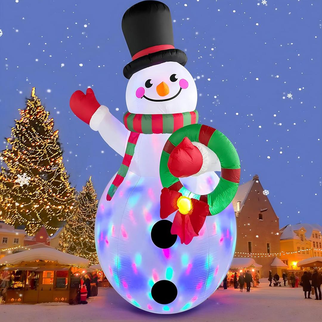 Danxilu 20 FT Tall Christmas Inflatables Snowman Built-in Rotating LED Lights Outdoor Decorations, 20 Foot Giant Snowman with Blower Blow Up Yard Decoration for Home/Lawn/XmasParty/Parks/Squares