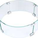 Fire Pit Wind Guard, 17" Glass Wind Guard for Fire Pit Round Table, Made of Clear Tempered Glass, Set with Assembly Instructions