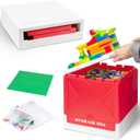 Folding 2-in-1 Storage Box with Large Building Lid for Blocks, Toys Collapsible Storage Bin, Multifunctional Organizer Box for Organizing Brick, Bead, Tool, Sewing and Toys (Red)