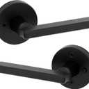 Kwikset Halifax Interior Privacy Door Handle with Lock, Round Lever for Bathroom and Bedroom, Matte Black Reversible Keyless Push Button Lock Door Lever, with Microban Protection (1 Pack)