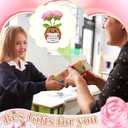 Wavwavw Teacher's Day Appreciation Gifts Thank You for Helping Me Grow Handmade Crochet Flower Doll with Card for Teacher Graduation Gifts Office Decor(Pink Rose Flower)