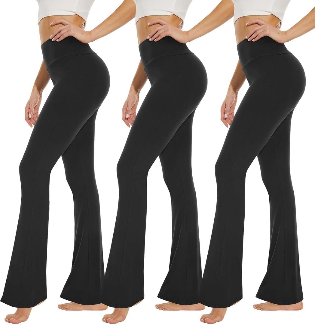 High Waisted Leggings for Women - Soft Athletic Tummy Control Yoga Pants for Cycling Dance Tights (Large-X-Large, 3 Pack Black, Black, Black)