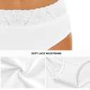 RHYFF Womens Underwear Cotton Bikini Panties Lace Soft Hipster Panty Ladies Stretch Full Briefs 5 Pack (White, XL)
