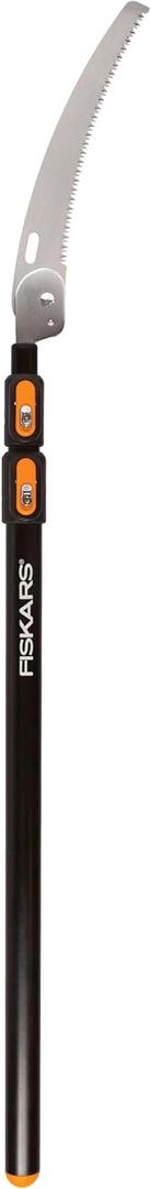 Fiskars Telescopic Pole Pruner (Extends from 3-feet to 8-feet), Hand Saw For Tree Cutting with 12-Inch Double-Grind Saw