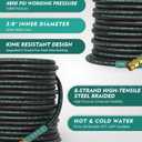 3/8" 4800PSI Pressure Washer Hose 150FT with 360° Swivel Quick Connect, Flexible Kink Resistant Steel Wire Braided & Durable Rubber for Hot/Cold Water, Power Washer Hose With M22 14mm Adapter