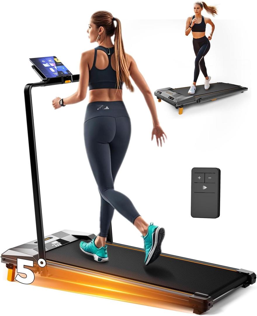 Walking Pad with Handle Bar, BestGod Treadmills for Home Office 330 lbs Capacity Foldable Under Desk Treadmill 5% Walking Treadmills with Incline 2.5 HP Folding Treadmill with Remote Control