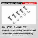 5PCS Screws Chrome Front Disc Brake Rotor TORX Bolts Fit for Harley davidson Touring Dyna Softail Sportster Street Glide with Cast Wheels OEM #43655
