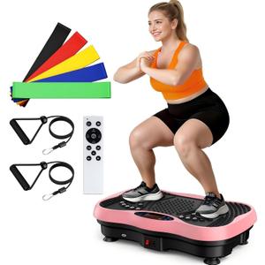Vibration Plate Exercise Machine, 130 Levels Full Body Workout Vibrating Plate for Lymphatic Drainage Weight Loss, 450 Lbs Capacity Shake Platform with Resistance Bands Bluetooth for Women Men
