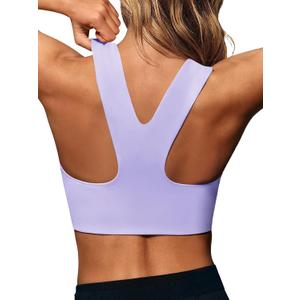 Aoysky Womens Buttery Soft Square Neck Sports Bras Compression Padded Longline Yoga Workout Running Crop Tops XS