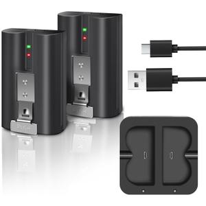 2-Pack Replacement Battery for Ring Video Doorbell 2/3/4/3plus with Charger Station, Rechargeable Ring Camera Battery Compatible with Stick Up Cam (2nd and 3rd Gen), 3.65V 6040mAh