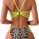 SweatyRocks Women's Bikini Sets Leopard Print Backless Cut Out Two Piece Bathing Suit Swimwear (Brown, M)