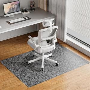 Delamu Office Chair Mat for Hardwood Floor, 35"47" Non-Slip Woven PVC Computer Desk Chair Mat, Heavy Duty Hard Floor Protector for Rolling Chairs, Black White