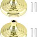 QWORK Flag Stand, 2 Pack Flag Base Stand for Indoor & Outdoor Flagpoles, Floor Base Stand, Compatible with 1.3 Inch and 1.1 Inch Diameter Flag Pole - Gold