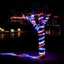 DINGFU 50ft 360 LED Waterproof Rope Lights, 110V Connectable Indoor Outdoor Led Rope Lights for Deck, Patio, Pool, Camping, Bedroom Decor, Landscape Lighting and More (RED+White+Blue)