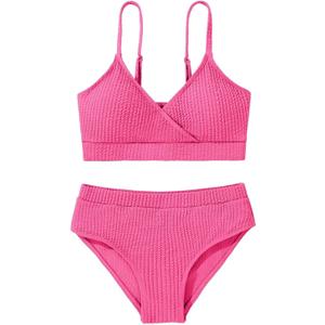 Girl's 2 Piece Swimsuit Solid Spaghetti Strap Bikini Sets Beach Bathing Suit Swimwear for Teen Girls