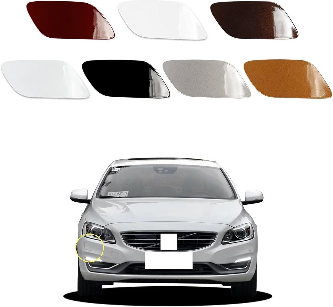 Car Front Bumper Headlight Washer Cover Compatible with Volvo S60 2014 2015 2016 Headlight Washer Nozzles Cover 39820312 39820330 Water Spray Cover Unpainted Right Passenger Side