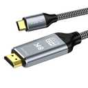 8K USB C to HDMI 2.1 Cable 6.6Ft, 48Gbps USB Type-C to HDMI Braided Cord (8K@60Hz,4K@120Hz) Compatible with Thunderbolt 4/3, for iPhone 15/15Promax, MacBook Air, iPad, XPS 17