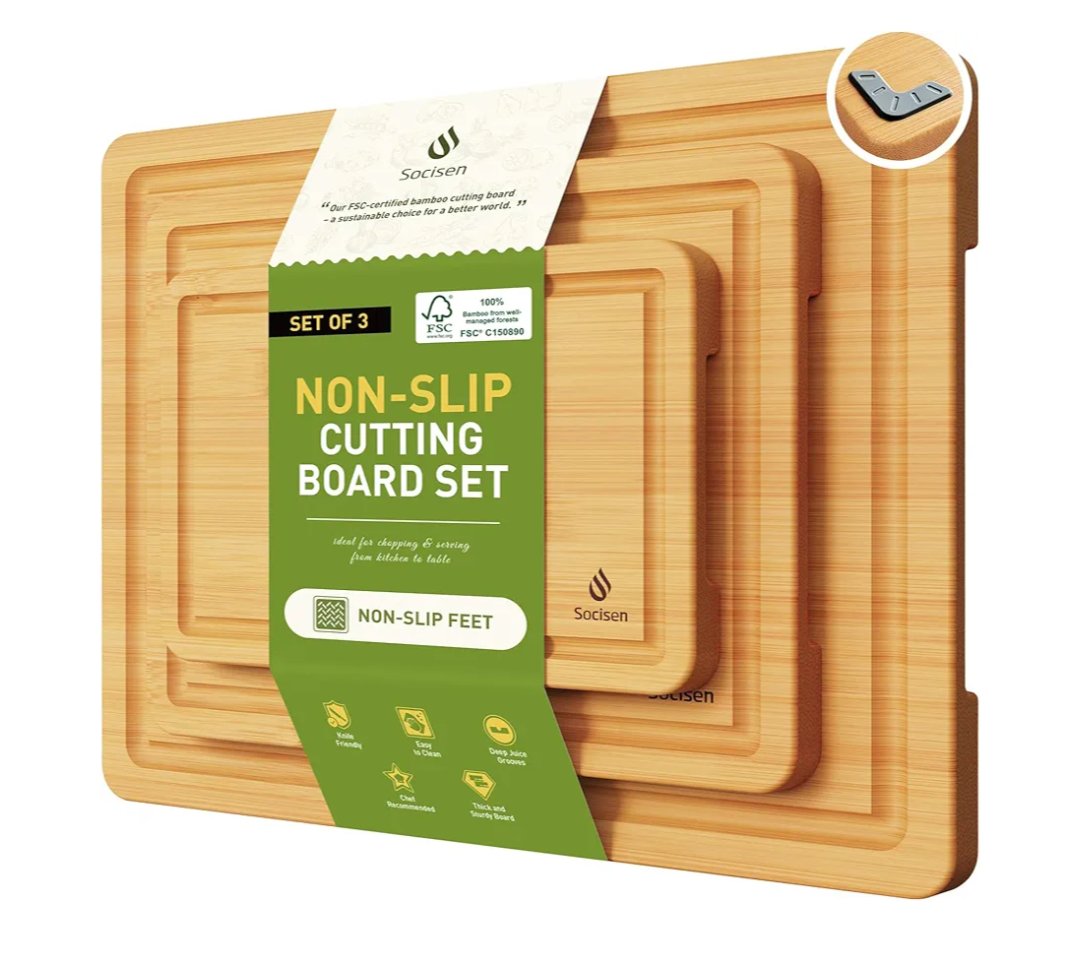 Bamboo Cutting Board Set Non Slip Feet Over Sink Kitchen Gadgets Seller 2024 First Apartment Essentials New Home Must Haves Things Stuff Accessories House Warming Decor Housewarming Hostess Host Gifts