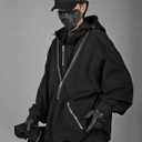 Niepce Inc Japanese Streetwear Hoodie for Men (Black, L)