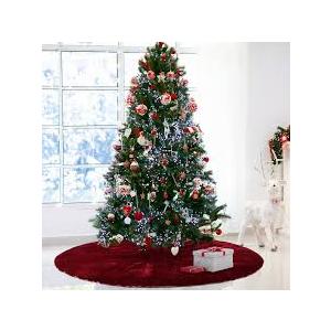 Brands 44 INCH Large Quilted Christmas Tree Skirt Micro Burgundy Velvet Fabric Thick Double Layer (5943L)