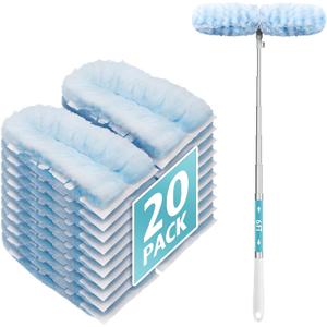 6 ft Extendable Duster Handle with 20 Refills, Compatible with Swiffer, Disposable Microfiber Dusting Pads for Home Cleaning, Ceiling, Fan, Window, Hard-to-Reach Areas (20 Count+ 1 Extended Handle)