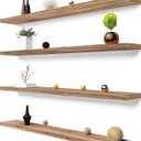 48 Inch Light Wood Floating Shelves for Wall Rustic Wall Shelf for Bedroom Living Room Set of 4