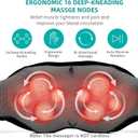 Nekteck Shiatsu Neck and Back Massager with Soothing Heat, Electric Deep Tissue 3D Kneading Massage Pillow for Shoulder Leg Body Muscle Pain Relief, 3 Speed Intensities (Rechargeable)