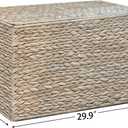 Water Hyacinth Storage Basket with Lid, 42.3 Gallon (160L) Wicker Storage Trunk with Handles, Handwoven Wicker Storage Basket for Blanket, Foldable, for Living Room, Laundry Room, White