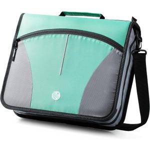 3 Ring Binder, 3 Inch O-Ring Zipper Binder with Shoulder Strap, Expanding Files and Multiple Pockets, Green