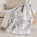 Levtex Home - Pisa - Throw - Floral Contemporary Peacock - Grey and Taupe - Quilt (50x60in.) - Cotton/Cotton