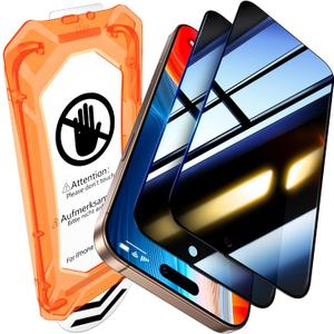 UniqueMe for iPhone 16 Pro Max Privacy Screen Protector, [Military Grade Shatterproof & 9H+ Hardness] Privacy Screen 16 Pro Max Tempered Glass Full Coverage Protection, 2 Packs (Black)